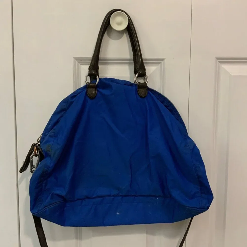 Liebeskind Blue Nylon Handbag With Detachable Leather Strap & Dual Handles